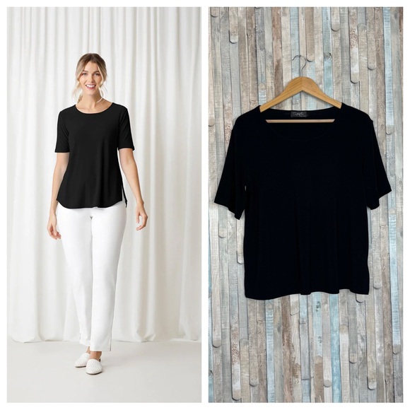 Sympli Tops - Sympli 8 Black Short Sleeve Go To T Shirt Tee Top Jersey Stretch Knit Classic